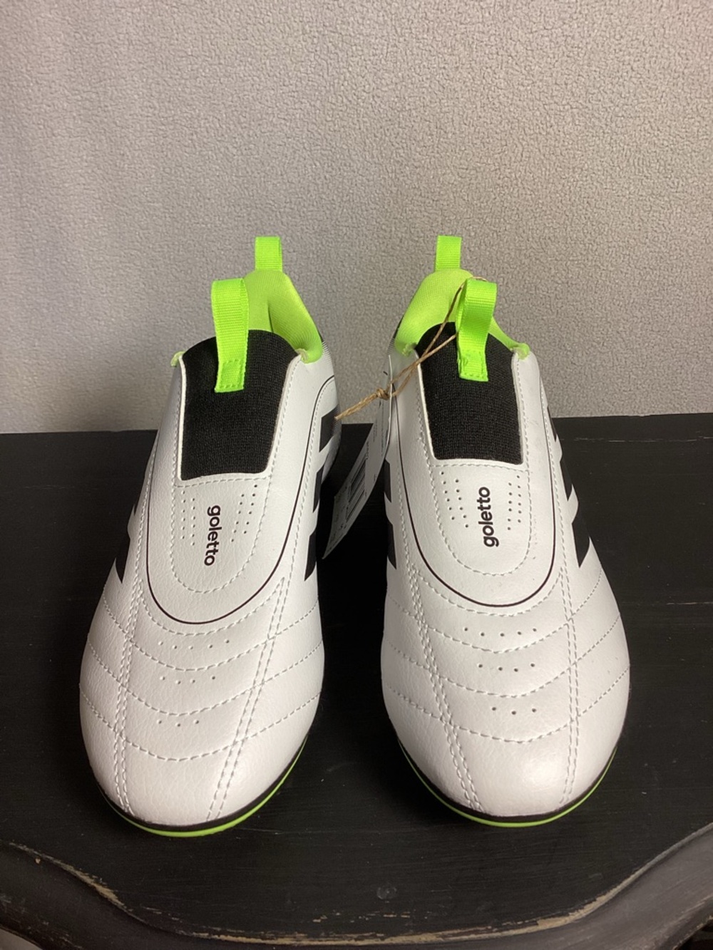 Adidas Goletto IX JI1612 Kids US 2.5 White Laceless FG/MG Soccer Cleats New